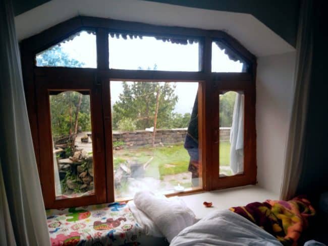 view from inside of the room of Sarmoli home stay. 