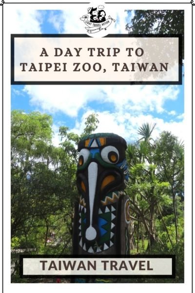 Pinterest pin image collage for Taipei Zoo guide featuring giant panda eating bamboo, koala in tree, and zoo entrance with text overlay Complete Guide 2025