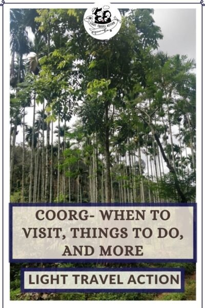 If rolling hills, picturesque views, pleasant weather and coffee- is the combination that lures you to travel, then Coorg is the place for you to be! Coorg can be visited all around the year. Find more in the blog post about how to reach Coorg, why it is famous and places to visit in Coorg. #lighttravelaction #coorg #coffeecountrycoorg #placestovisitcoorg #kodagu #howtovisitcoorg #travelindia #coorgtravel #coorghillstation #madikeri #coffeeestate #coorgattractions #scotlandofindia