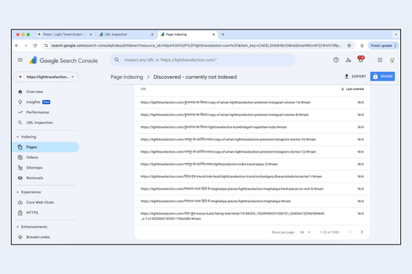 Google Search Console coverage report showing posts not indexed after custom homepage broke WordPress sitemap - troubleshooting AI search visibility issues